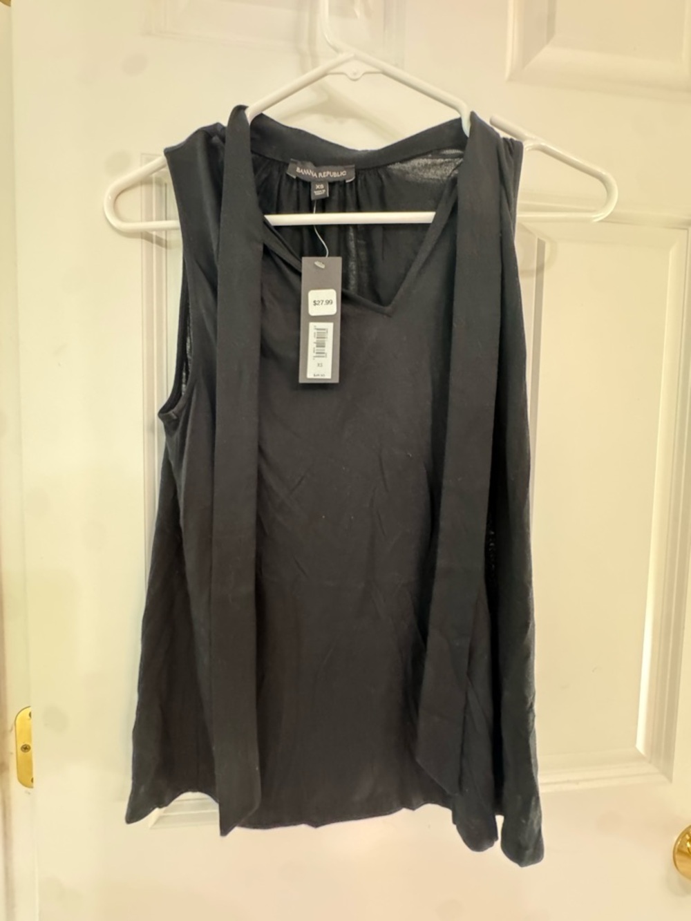 Banana Republic Black Sleeveless Tie-Neck Tank